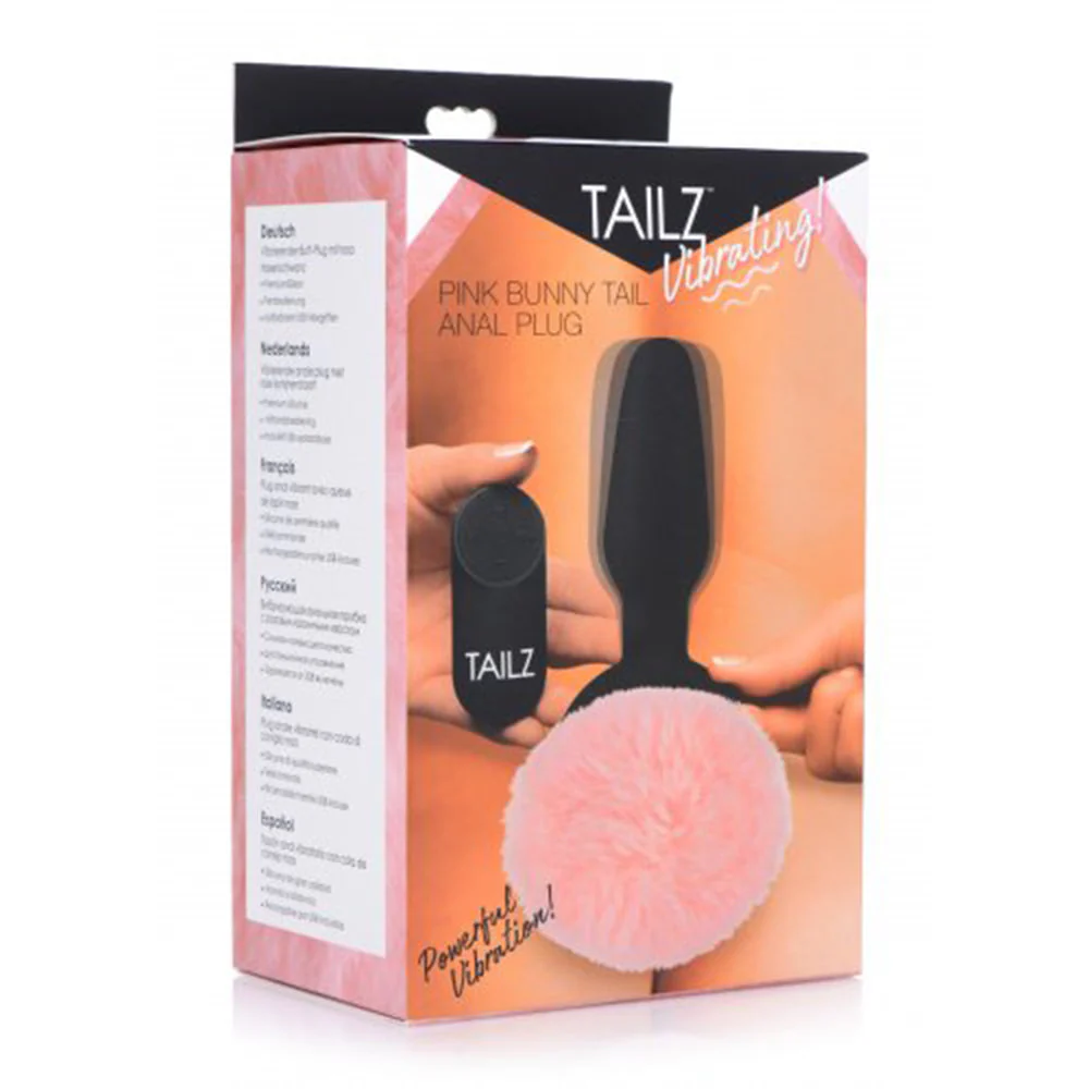 Vibrating Pink Bunny Tail Plug - Image 5