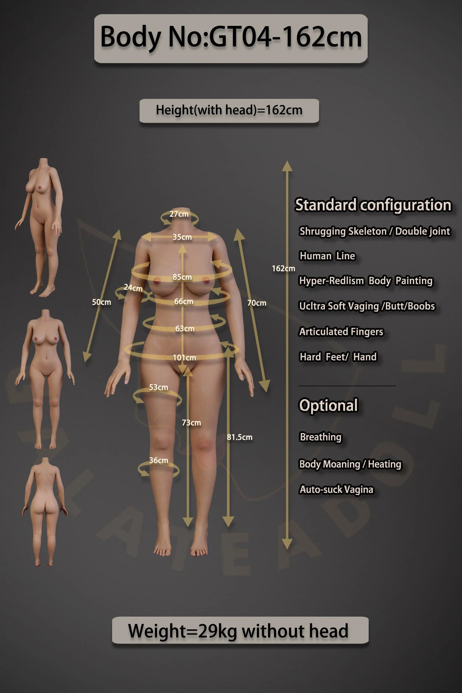 US In Stock - 162cm/5ft4 E-cup Real Skin Texture Silicone Sex Doll – JS050 Tan - Image 25