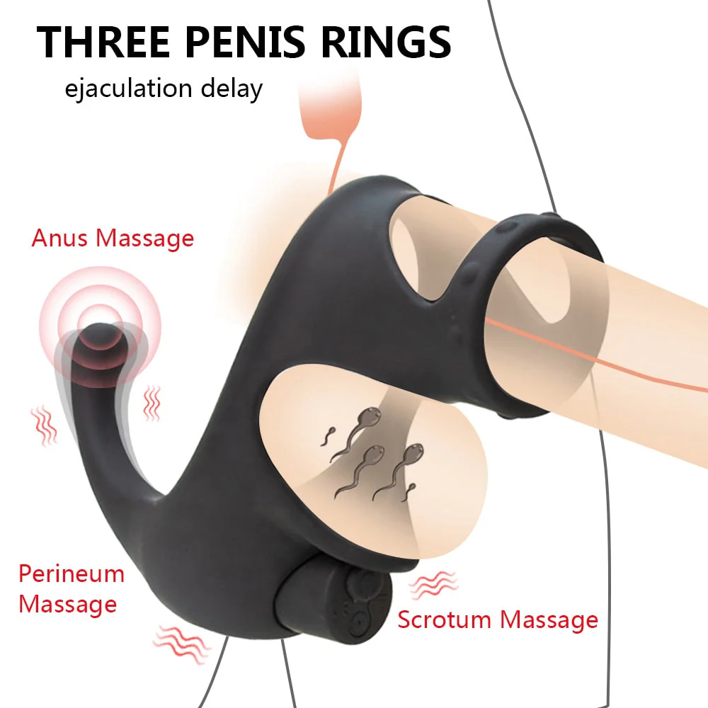 Vibrating Dual Penis Ring with Taint Teaser - Image 3