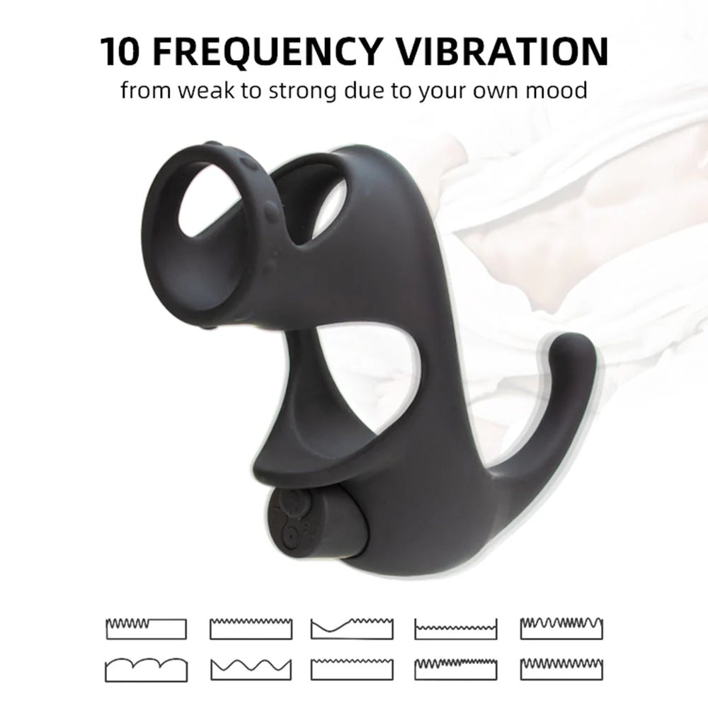Vibrating Dual Penis Ring with Taint Teaser - Image 4