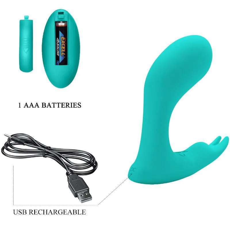 Vibromasseur Silicone Bleu Télécommandé Rechargeable - Image 4