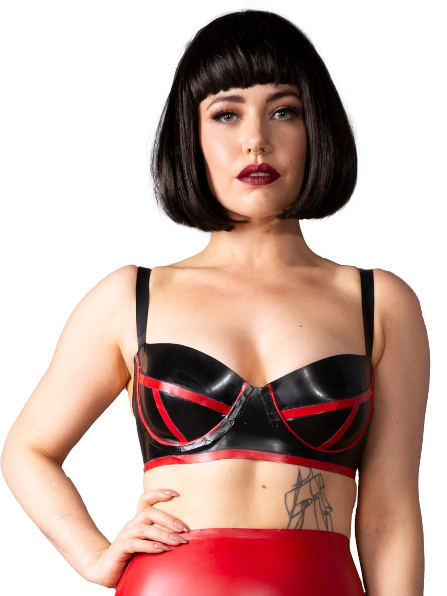 Zig Black & White Latex/Rubber Bra - Image 7